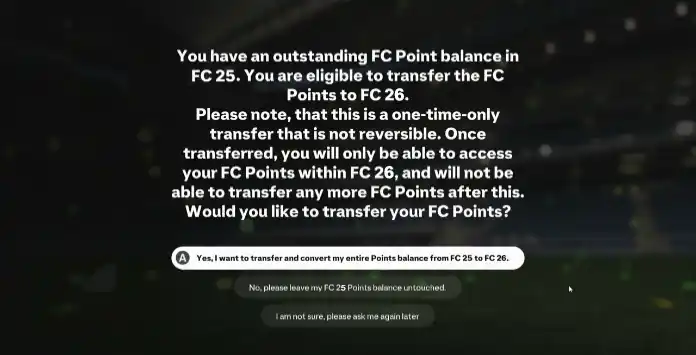 FC 26 Carryover