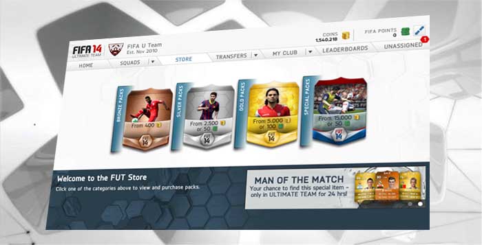 Two Free Gold Packs as Compensation by the FUT 14 Market Issues