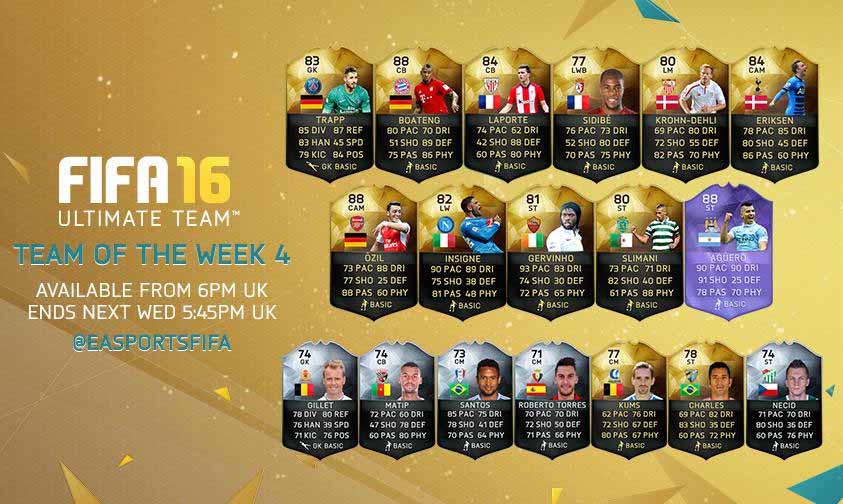 Equipa da Semana 4 - Todas as TOTW de FIFA 16 Ultimate Team