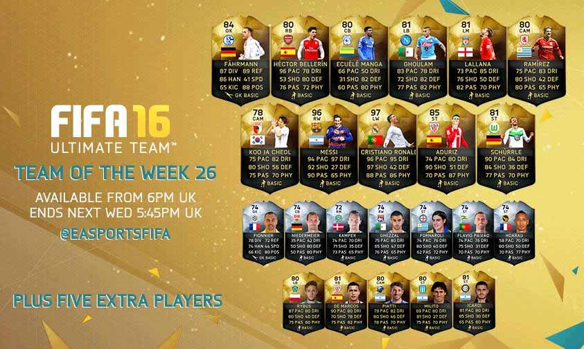 Equipa da Semana 26 - Todas as TOTW de FIFA 16 Ultimate Team