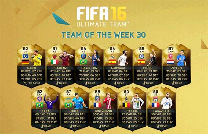 Equipa da Semana 30 - Todas as TOTW de FIFA 16 Ultimate Team